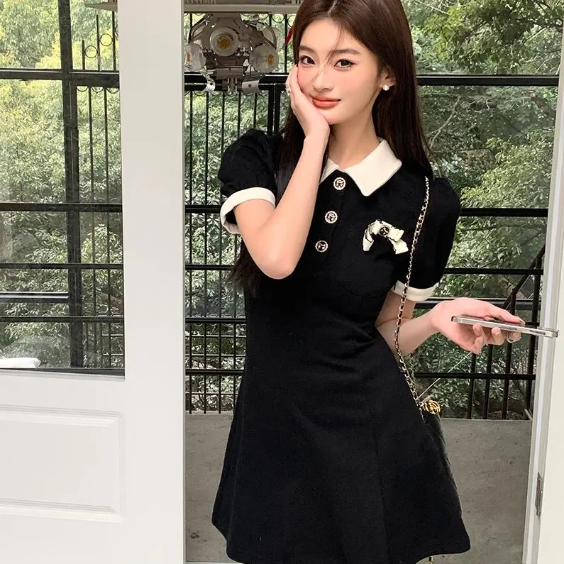 PAIN OR PLEASURE Short Sleeved Dresses Women's Black-2