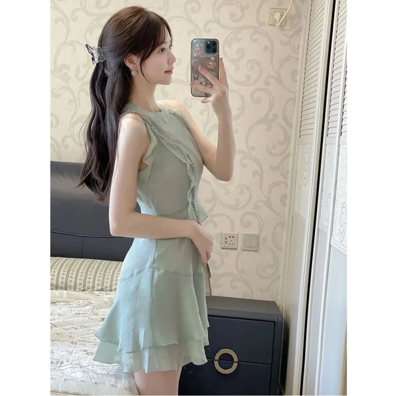 PAIN OR PLEASURE Sleeveless Dress Women's Green-4