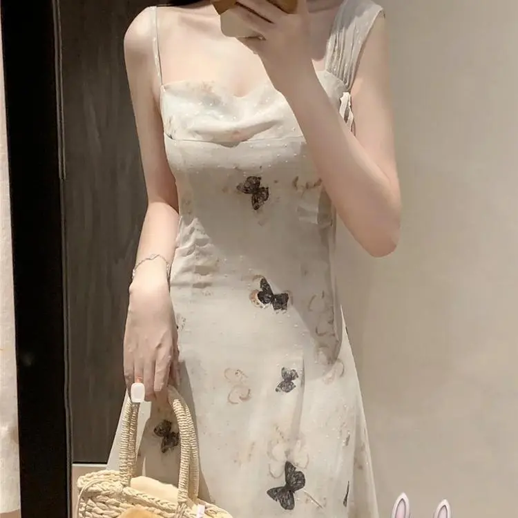 PAIN OR PLEASURE Slip Dress Women's Beige Yellow-3