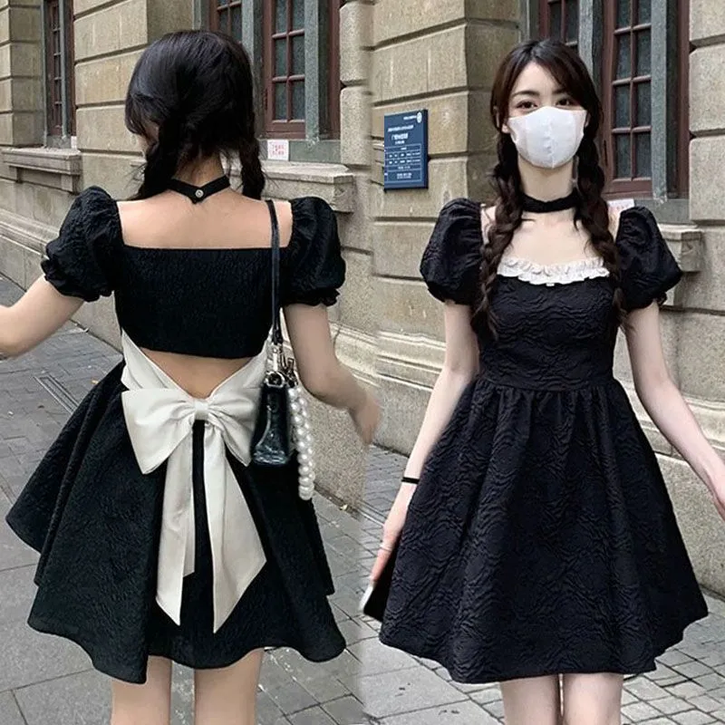PAIN OR PLEASURE Summer Short Sleeved Dresses Women's Black-4