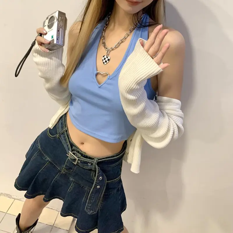 PAIN OR PLEASURE Denim Short Skirts Women's Blue-3