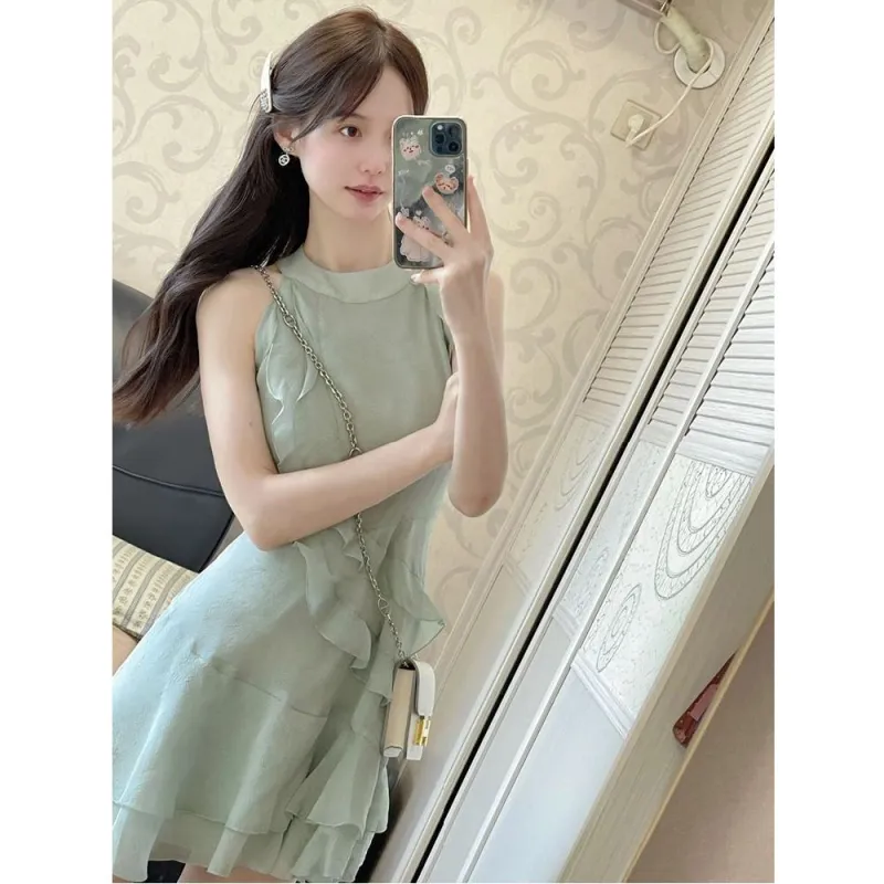 PAIN OR PLEASURE Sleeveless Dress Women's Green-3