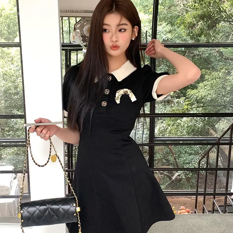 PAIN OR PLEASURE Short Sleeved Dresses Women's Black-4