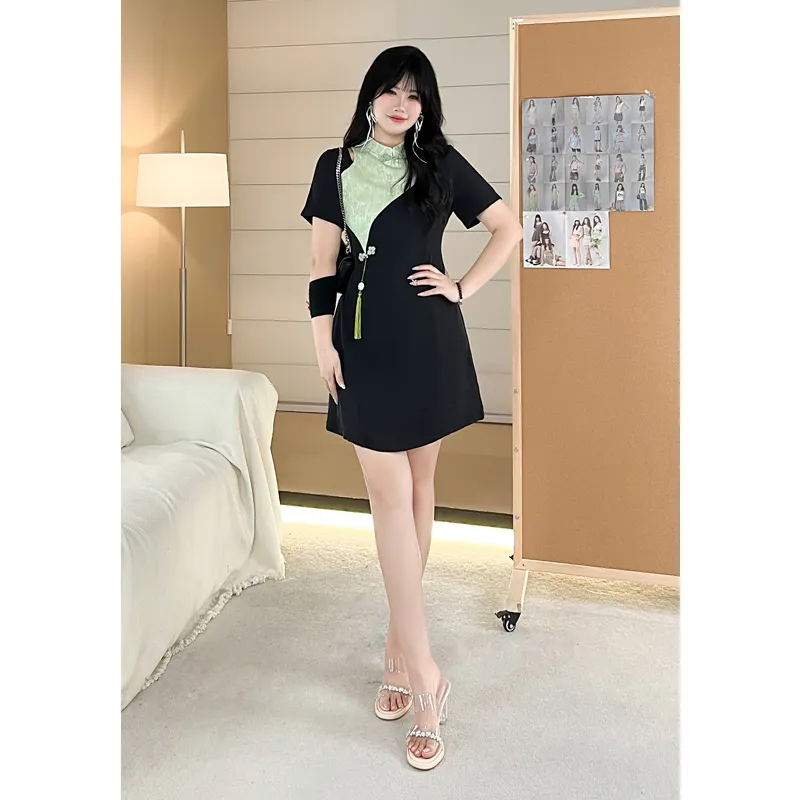 PAIN OR PLEASURE Summer Short Sleeved Dresses Women's Black-5