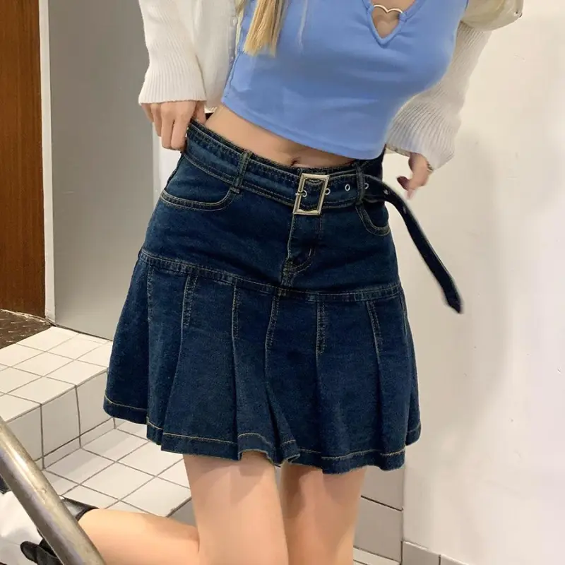 PAIN OR PLEASURE Denim Short Skirts Women's Blue-2