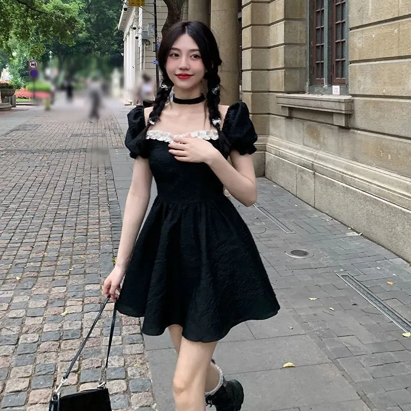 PAIN OR PLEASURE Summer Short Sleeved Dresses Women's Black-3