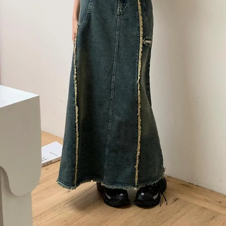 PAIN OR PLEASURE Denim Long Skirts Women's Blue-6