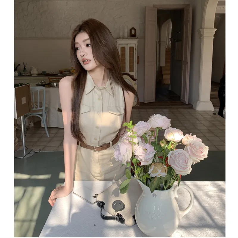 PAIN OR PLEASURE Sleeveless Dress Women's Apricot-5