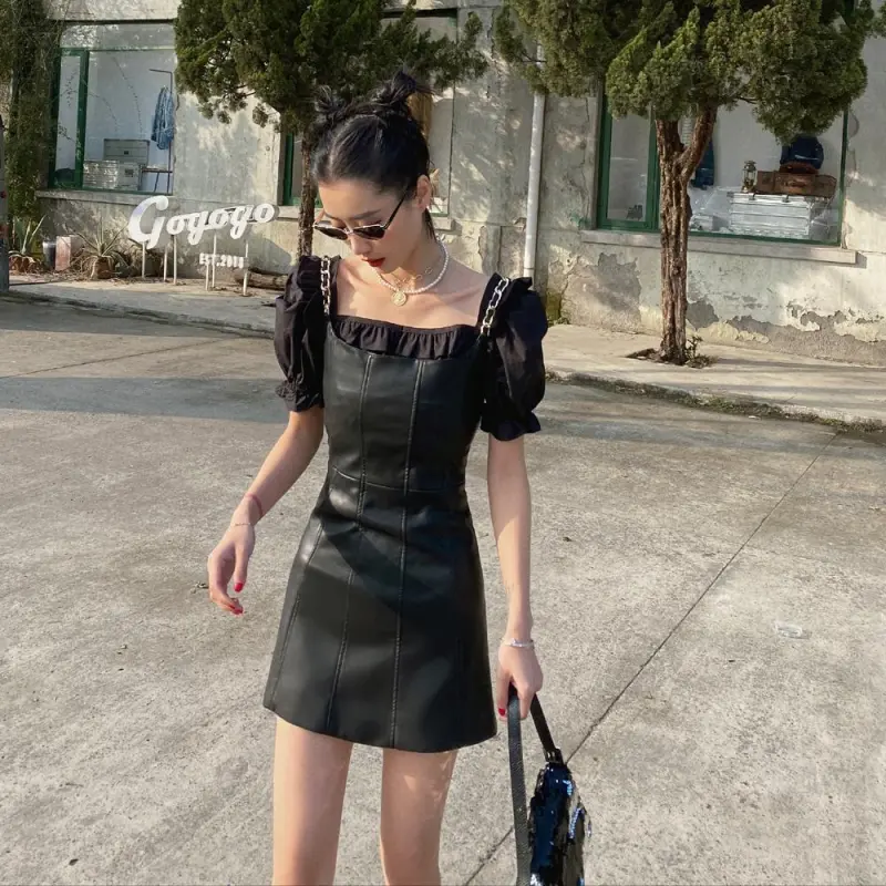PAIN OR PLEASURE Slip Dresses Women's Black-4