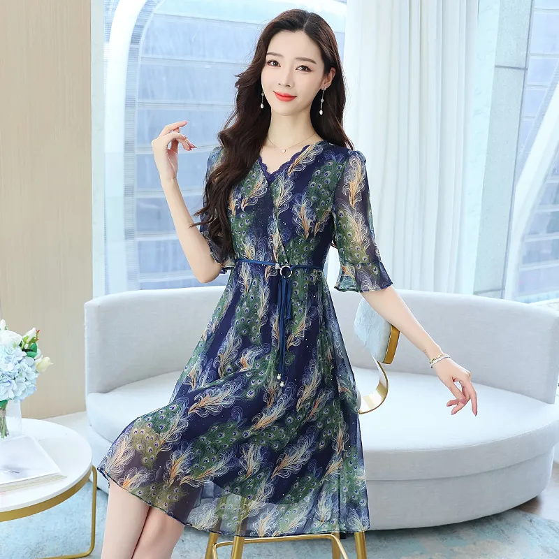 PAIN OR PLEASURE Summer Short Sleeved Dresses Women's Blue-4