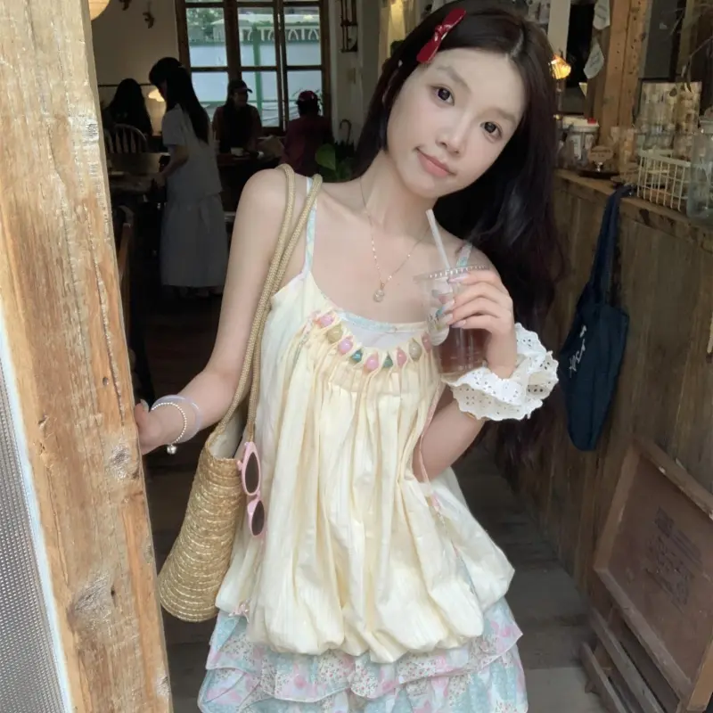 PAIN OR PLEASURE Summer Slip Dresses Women's Yellow-2