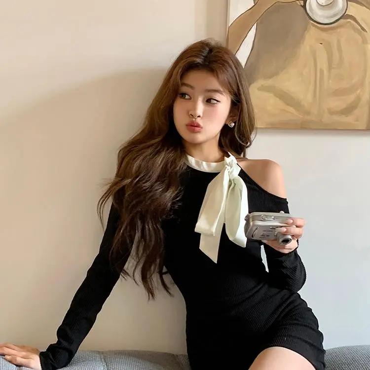 PAIN OR PLEASURE Long Sleeved Dresses Women's Black-3