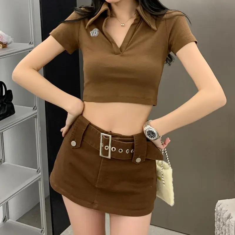 PAIN OR PLEASURE Summer Regular T Shirt Women's Brown-4