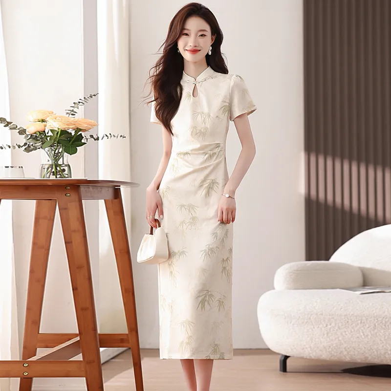 PAIN OR PLEASURE Summer Short Sleeved Dresses Women's Apricot-2
