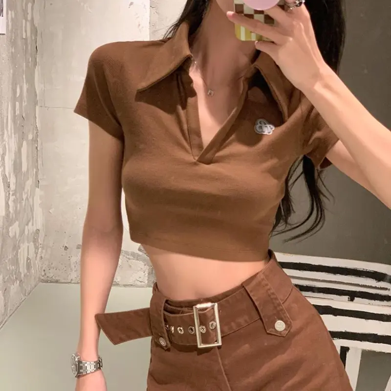 PAIN OR PLEASURE Summer Regular T Shirt Women's Brown-3