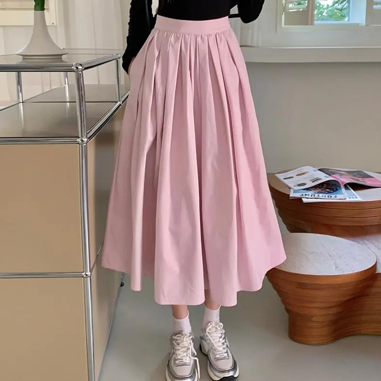 PAIN OR PLEASURE Summer Casual Long Skirt Women's Pink-4