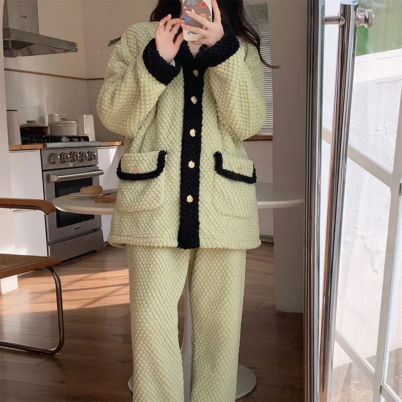 OUSHIBO Pajama Set Women's Light Green-2