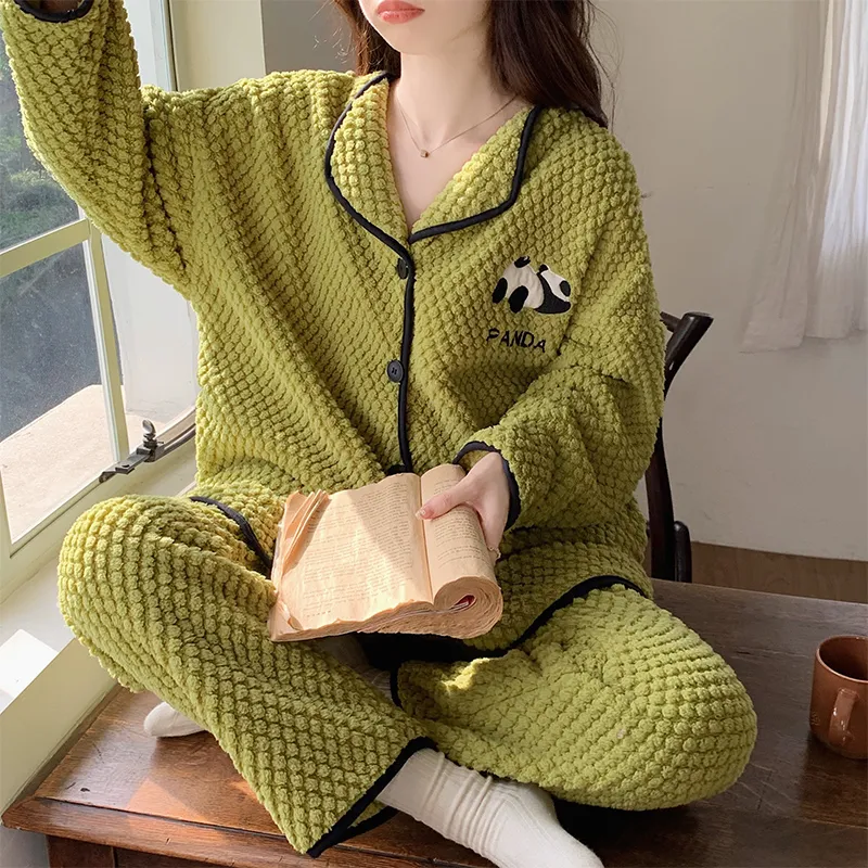OUSHIBO Pajama Set Women's Green-3
