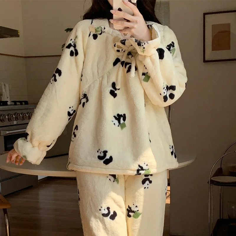 OUSHIBO Pajama Set Women's Apricot-1