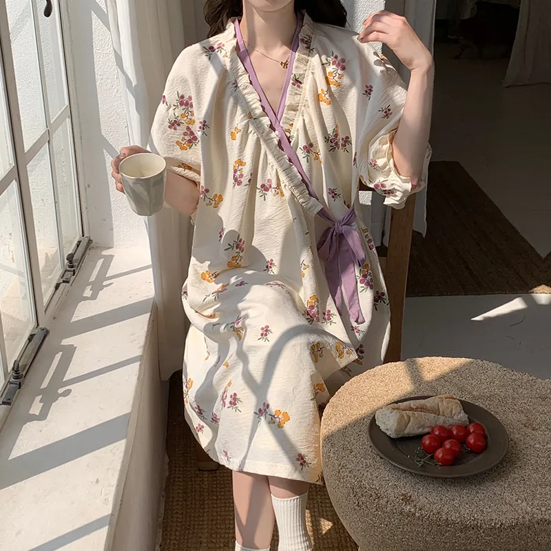 OUSHIBO Pajama Robe Women's Image Color-4