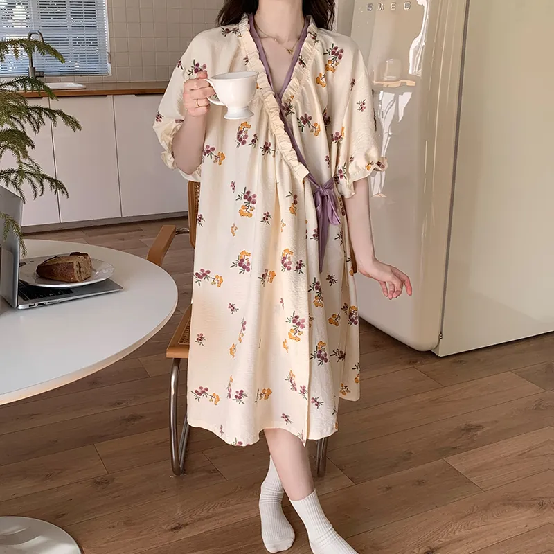 OUSHIBO Pajama Robe Women's Image Color-2