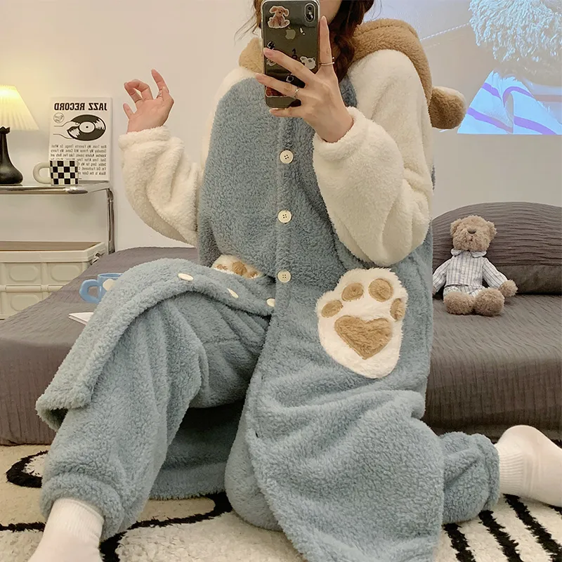 OUSHIBO Pajama Set Women's Blue-1