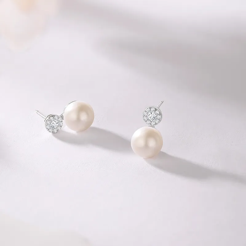JINLIUFUJIXIANG Freshwater Pearl Stud Earrings Women's-5