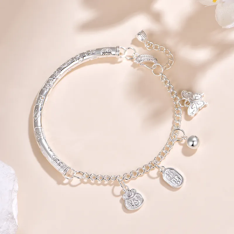 JINLIUFUJIXIANG S999 Fine Silver Bracelets Women's-5