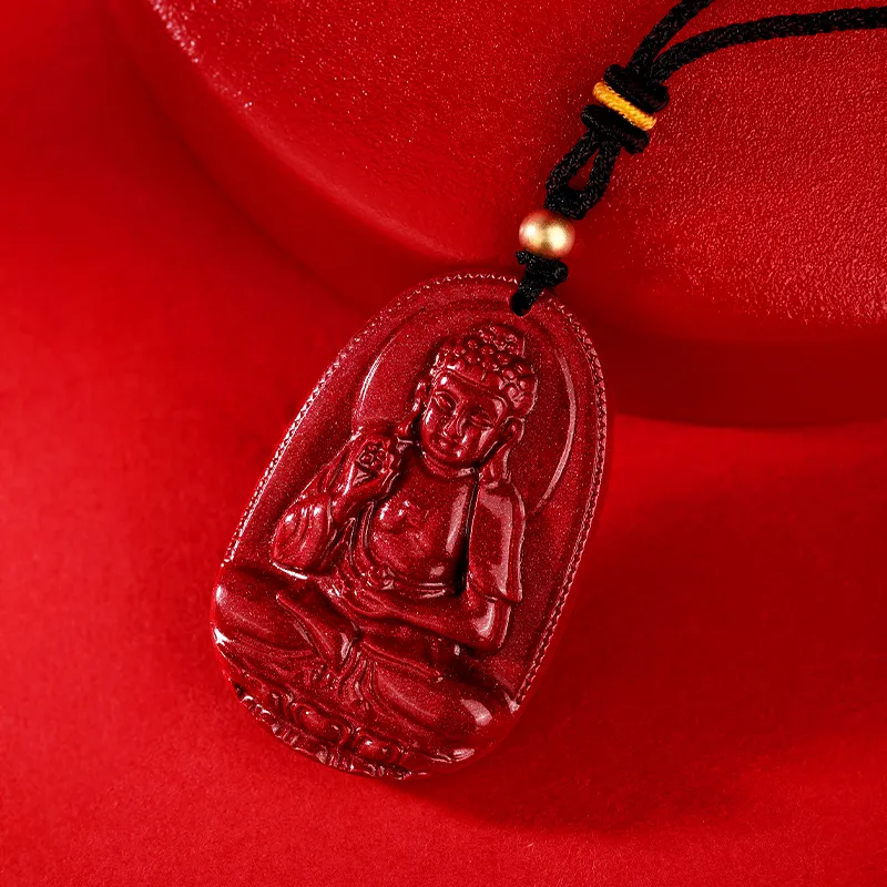 JINLIUFUJIXIANG Reconstructed Cinnabar Necklaces Unisex-14