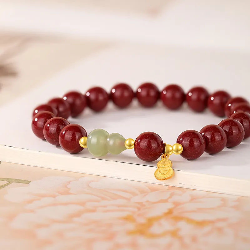 JINLIUFUJIXIANG Reconstructed Cinnabar Bracelets Unisex-4