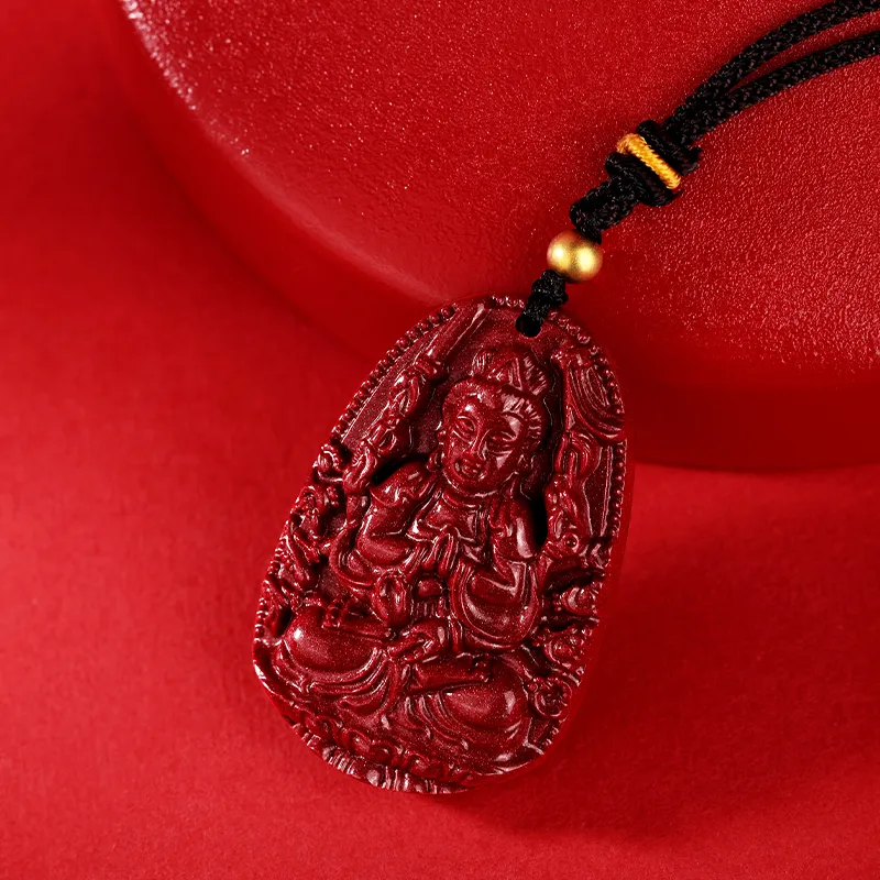 JINLIUFUJIXIANG Reconstructed Cinnabar Necklaces Unisex-30