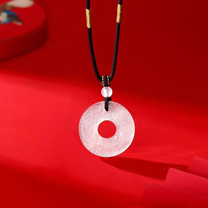 JINLIUFUJIXIANG Natural Obsidian Jade Necklaces Unisex-12
