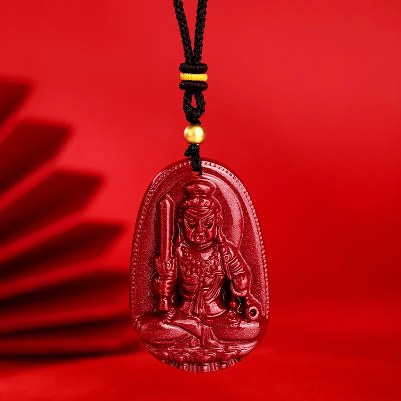 JINLIUFUJIXIANG Reconstructed Cinnabar Necklaces Unisex-6