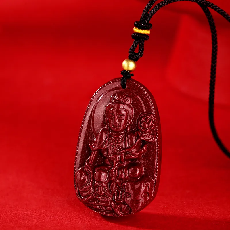 JINLIUFUJIXIANG Reconstructed Cinnabar Necklaces Unisex-36