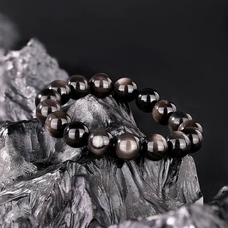 JINLIUFUJIXIANG Natural Obsidian Jade Bracelets Unisex-5