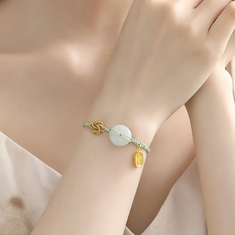 JINLIUFUJIXIANG Hetian Jade Bracelets White Jade/Pale Greenish White Jade Women's-4