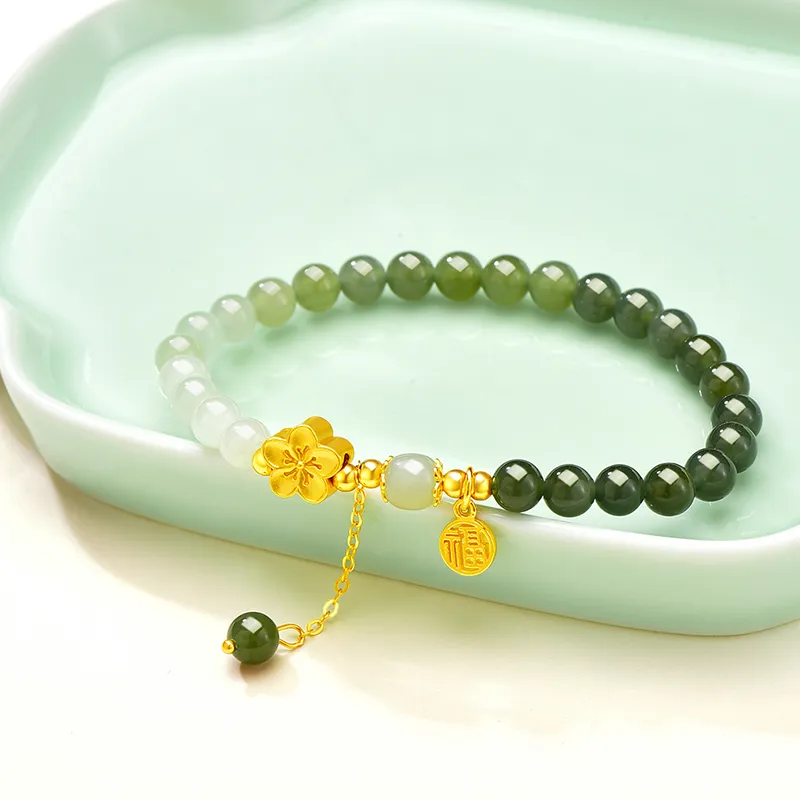 JINLIUFUJIXIANG Hetian Jade Bracelets Green Jade Unisex-3