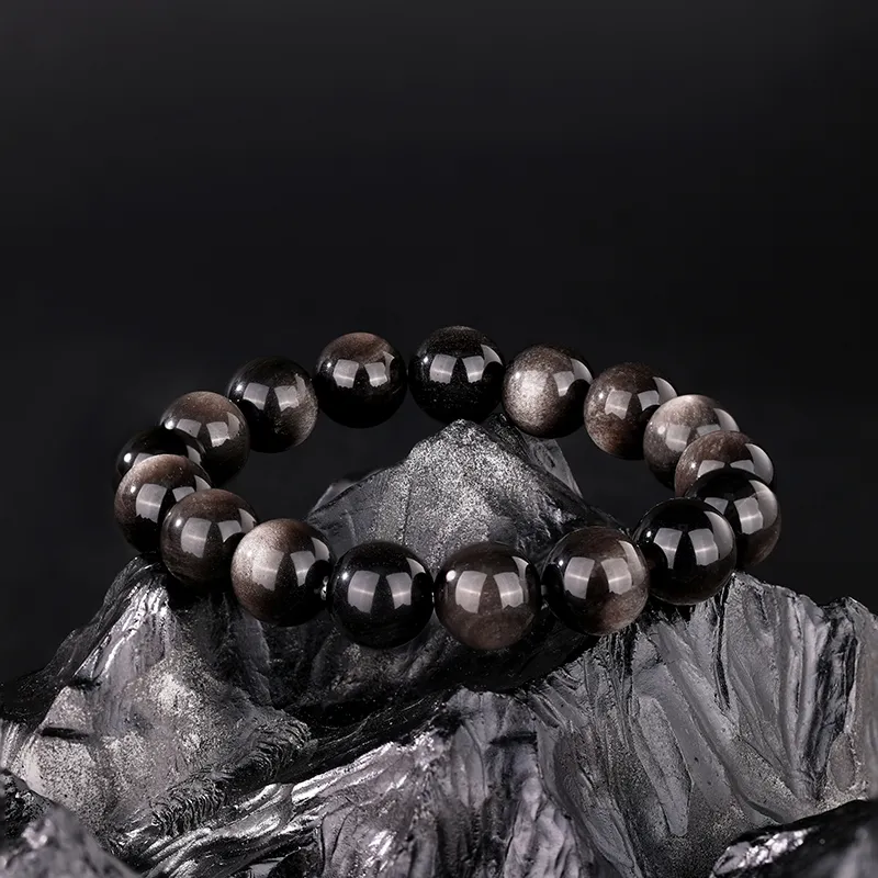 JINLIUFUJIXIANG Natural Obsidian Jade Bracelets Unisex-4