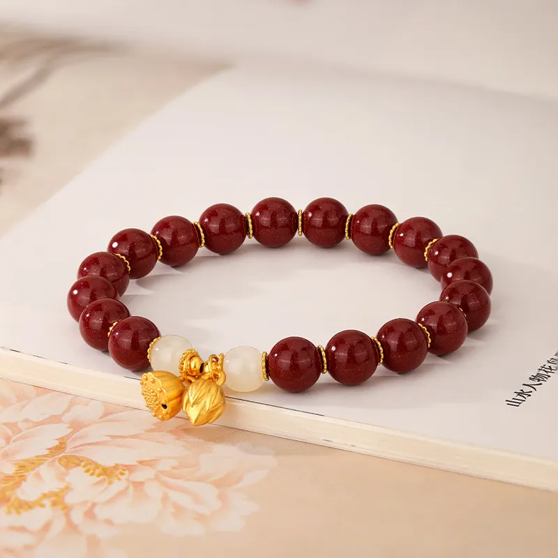 JINLIUFUJIXIANG Reconstructed Cinnabar Bracelets Unisex-4