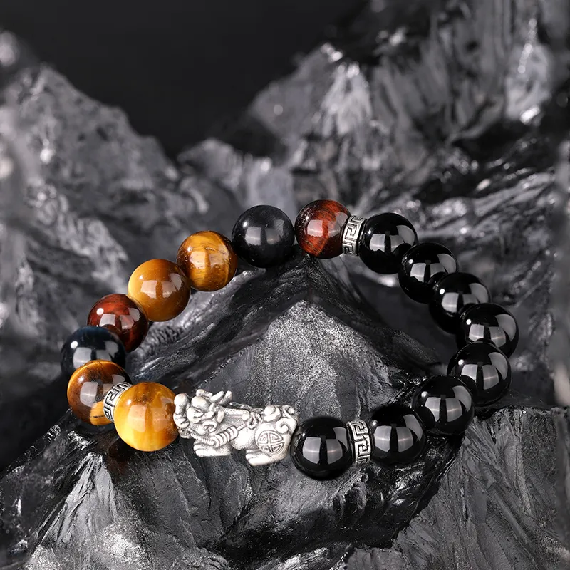 JINLIUFUJIXIANG Natural Agate Bracelets Men's-5