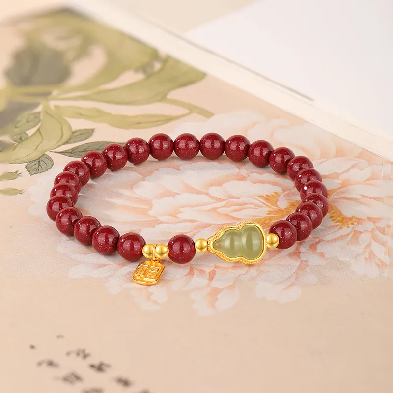 JINLIUFUJIXIANG Reconstructed Cinnabar Bracelets Unisex-4