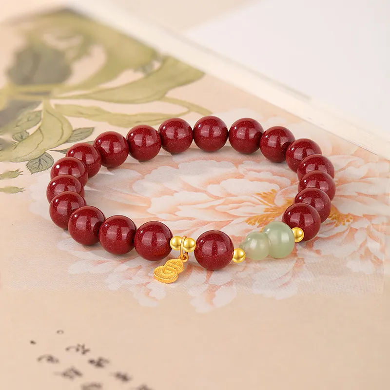 JINLIUFUJIXIANG Reconstructed Cinnabar Bracelets Unisex-3