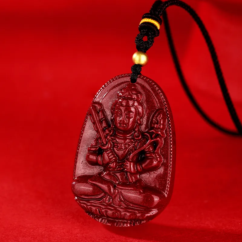 JINLIUFUJIXIANG Reconstructed Cinnabar Necklaces Unisex-57