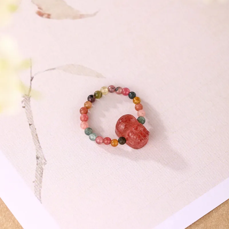 JINLIUFUJIXIANG Natural Tourmaline Rings Women's-5
