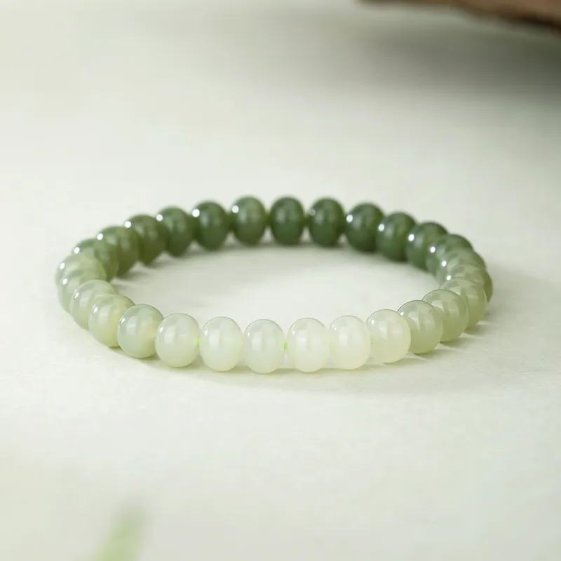JINLIUFUJIXIANG Hetian Jade Bracelets Pale Greenish White Jade Unisex-3