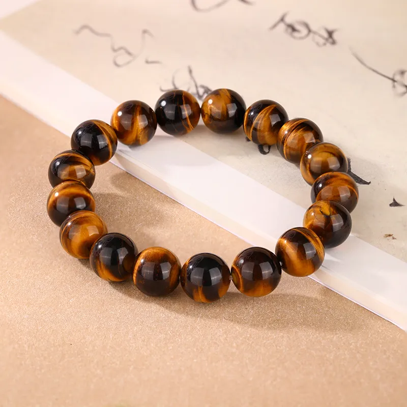 JINLIUFUJIXIANG Natural Tiger's Eye Stone Bracelets Men's-3