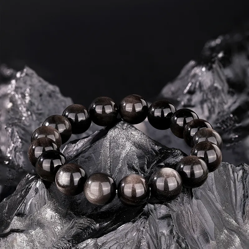 JINLIUFUJIXIANG Natural Obsidian Jade Bracelets Unisex-3
