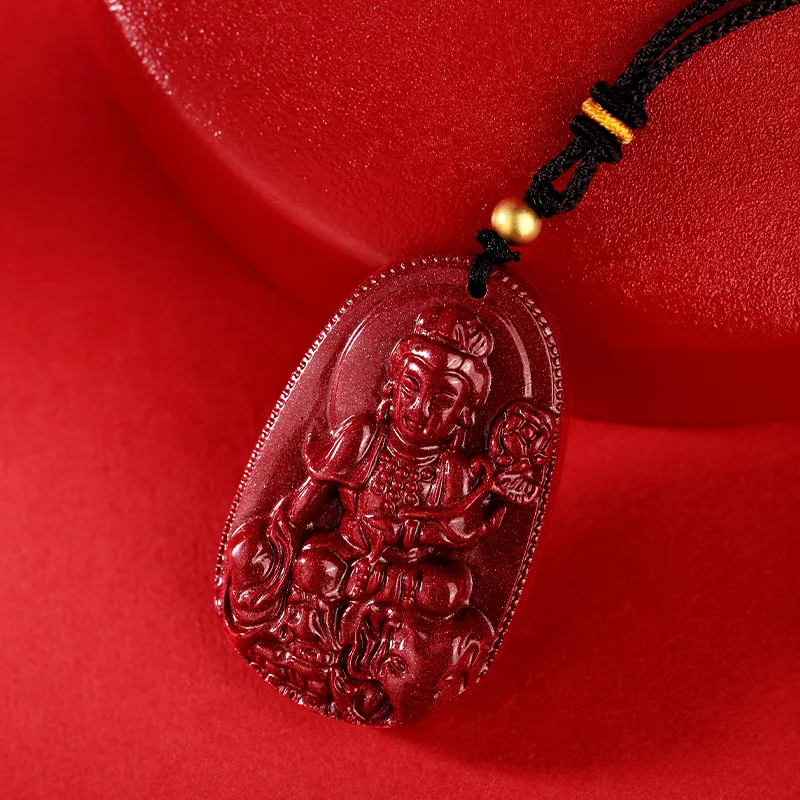 JINLIUFUJIXIANG Reconstructed Cinnabar Necklaces Unisex-37