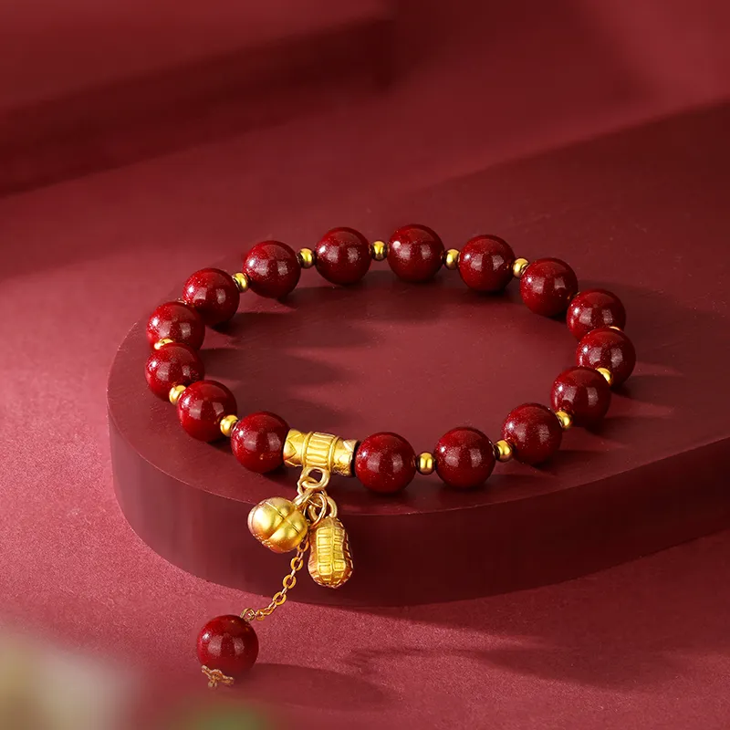 JINLIUFUJIXIANG Reconstructed Cinnabar Bracelets Unisex-4
