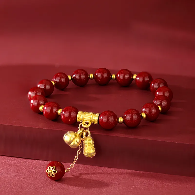 JINLIUFUJIXIANG Reconstructed Cinnabar Bracelets Unisex-5